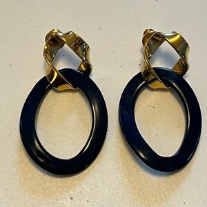 Elegant Gold and Black Hoop Earrings